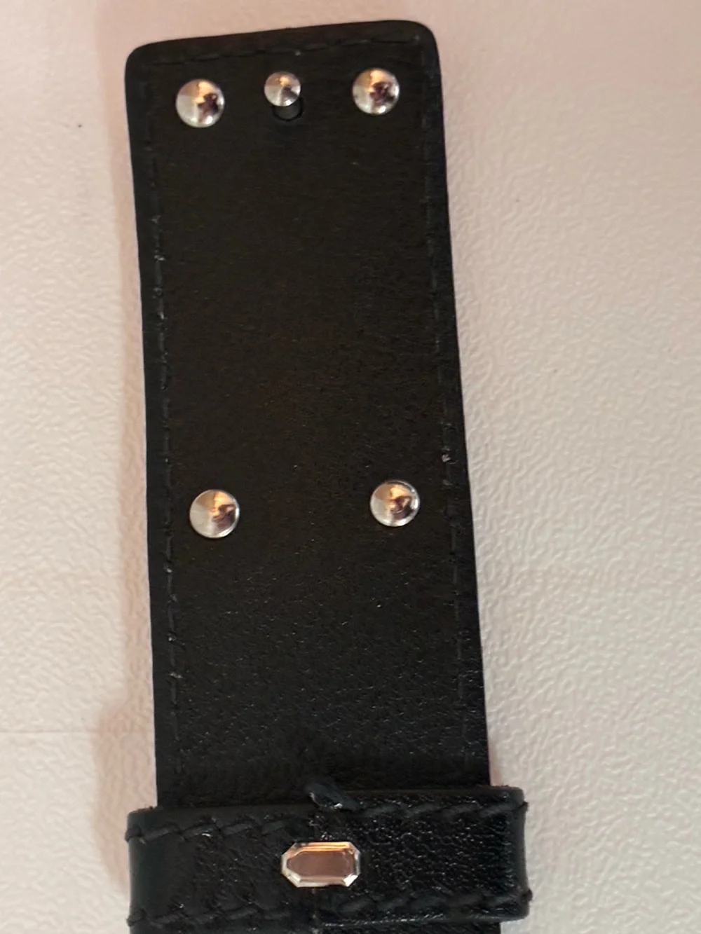 VTG Christian Dior Black Buffalo Calfskin Leather Belt Size 30 Grid Block Buckle